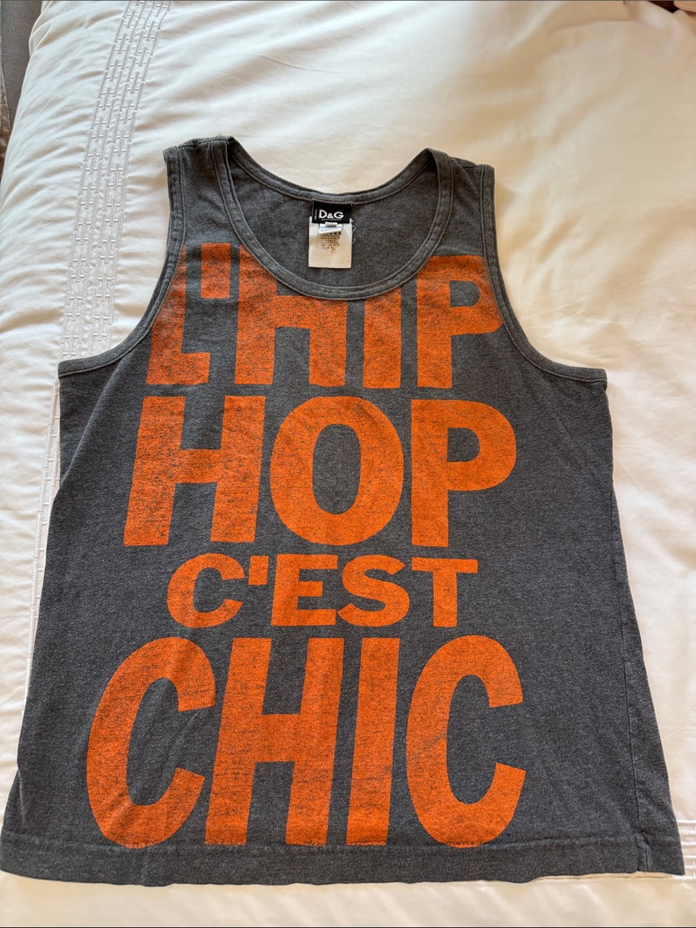 D&G Charcoal Tank with Bright Orange Graphic